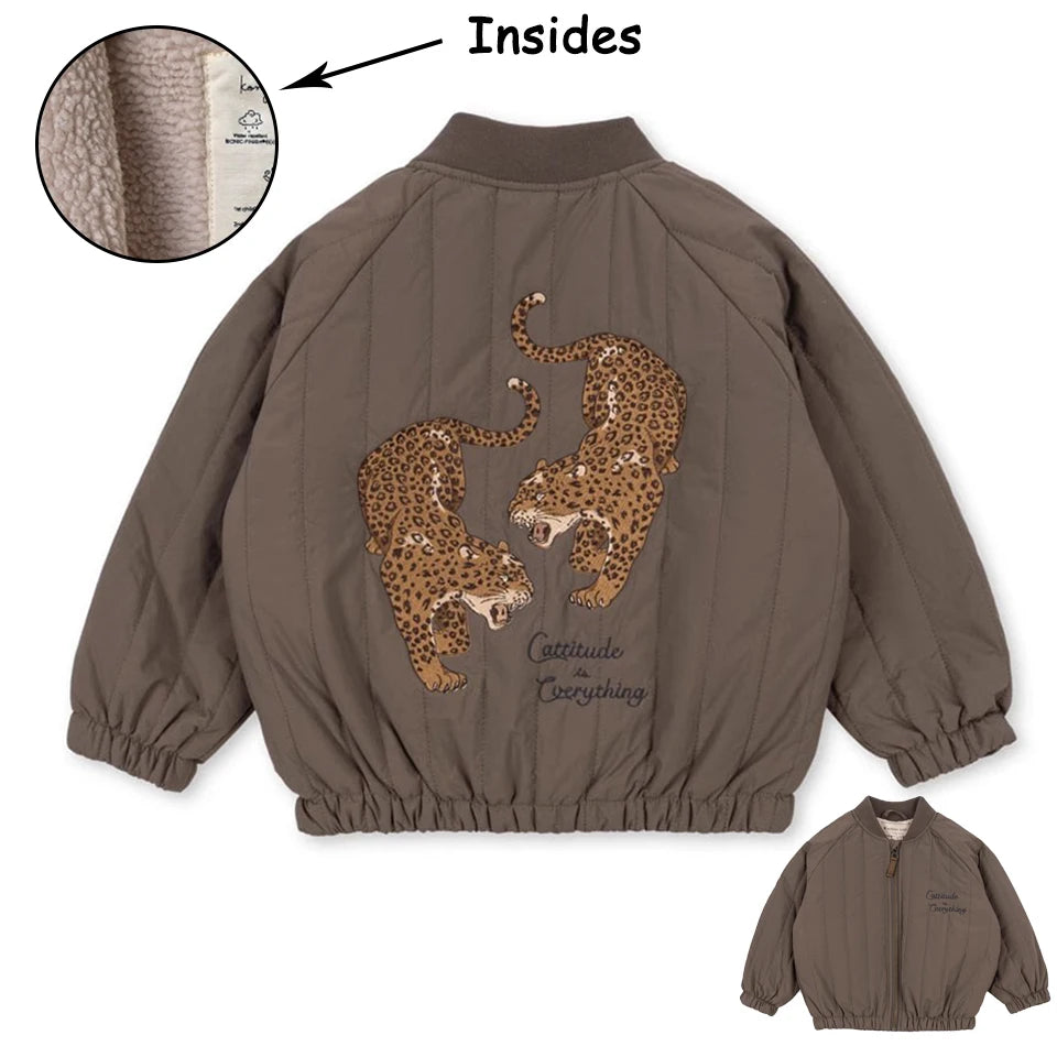 Manteau Polaire Paillettes Fille | Laine d'Agneau | Broderie Garçon | Vêtement Enfant Hiver