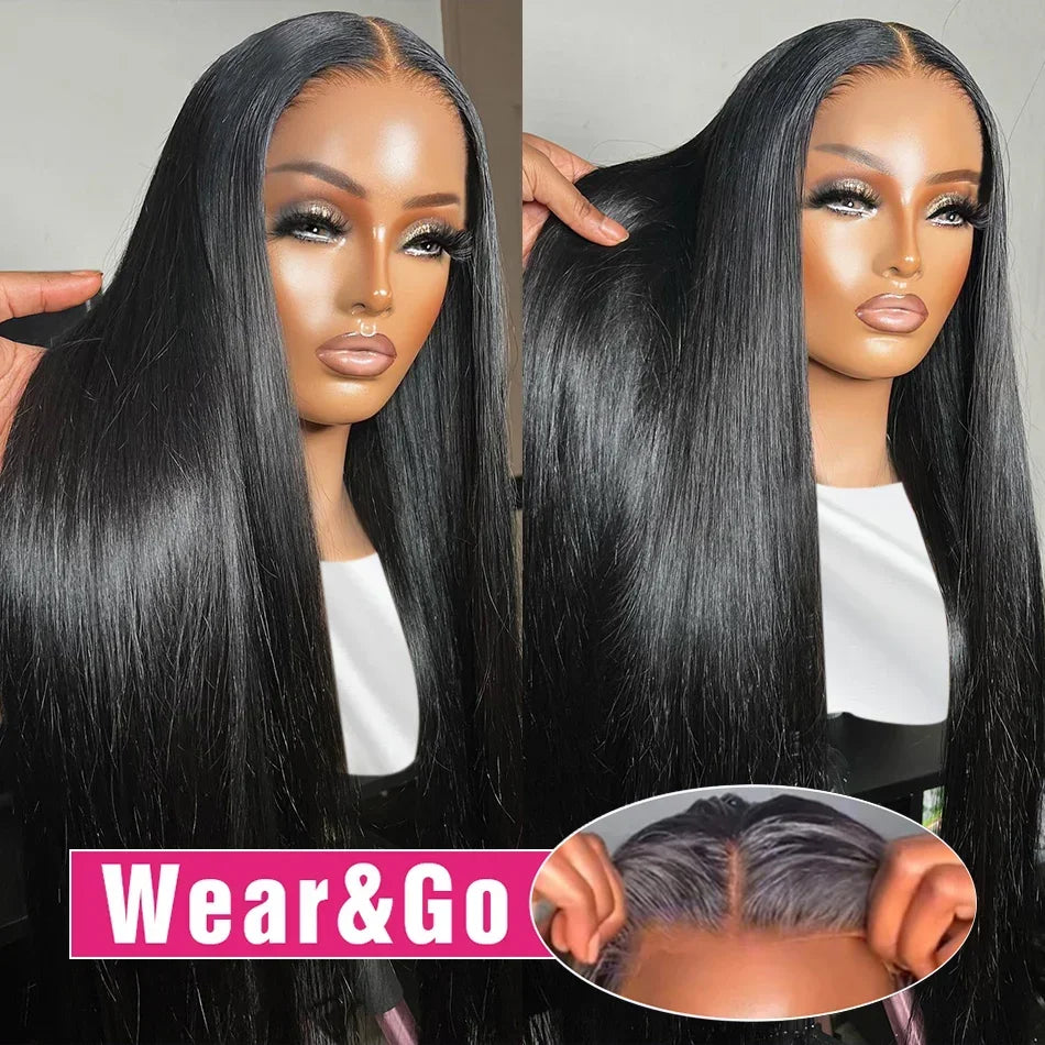 Perruque Lisse Glueless | 4x4 & 5x5 HD Lace Closure Pré-Coupée | Wear & Go | Cheveux Humains | Femme