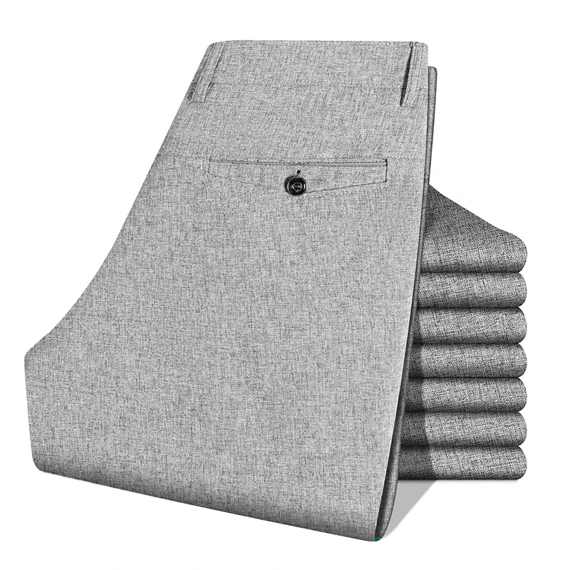 2026 Men's Trousers Dress Straight Pants Spring Summer Male Work Suit Pants Husband Father Black Grey Formal Pants