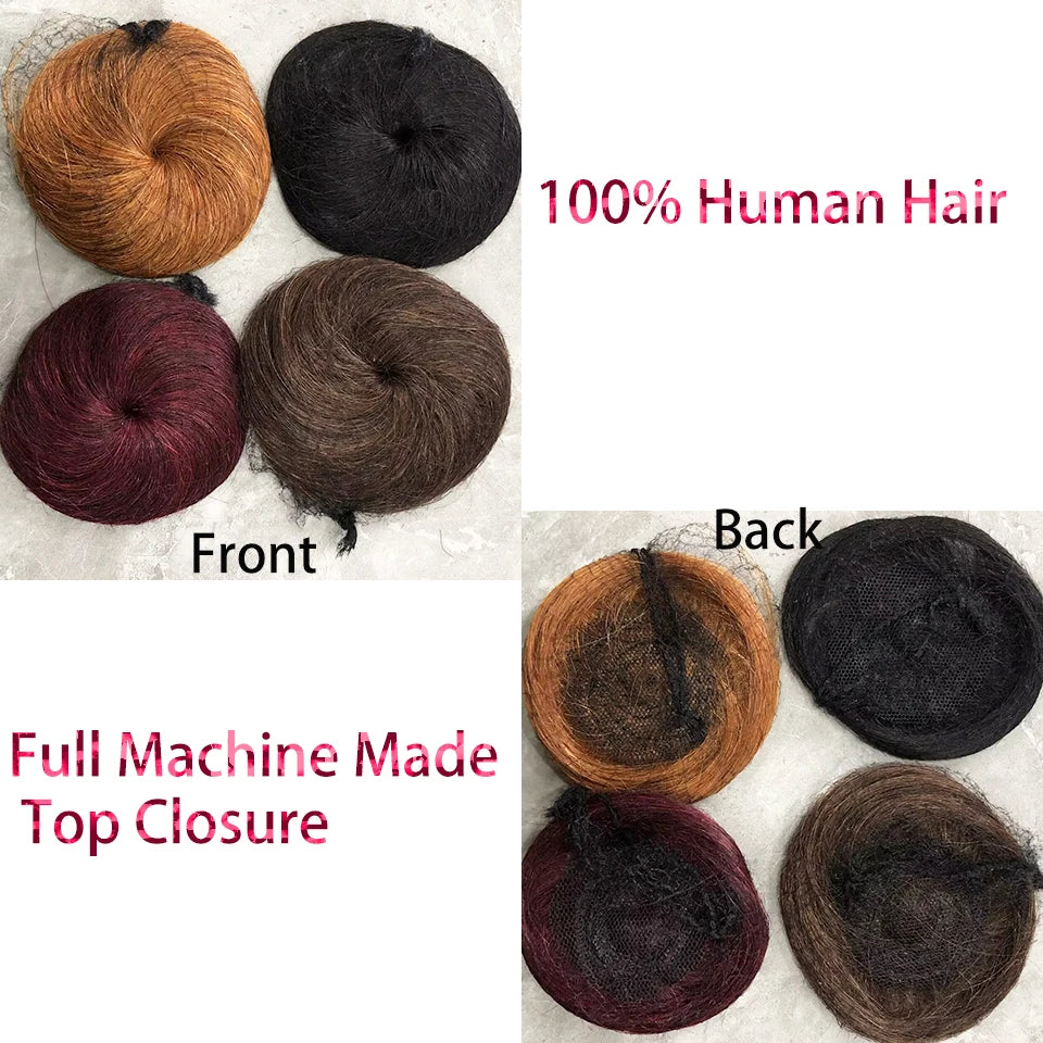 28PCS Brazilian Short Human Hair Extensions #1B#4#30#99J One Pack For A Full Head 100% Human Hair Bundles With Free Closure