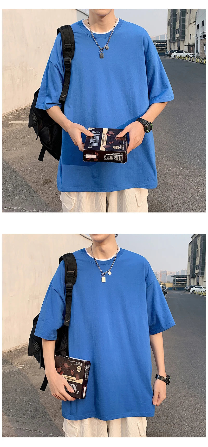 T-shirt ample uni en coton pour homme | Manches courtes | S à 5XL