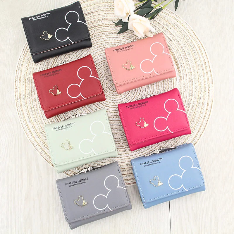 Portefeuille Femme & Fille | Dessin Animé Lettres | Porte-Monnaie Tri-Pliable Court | Mode Tendance