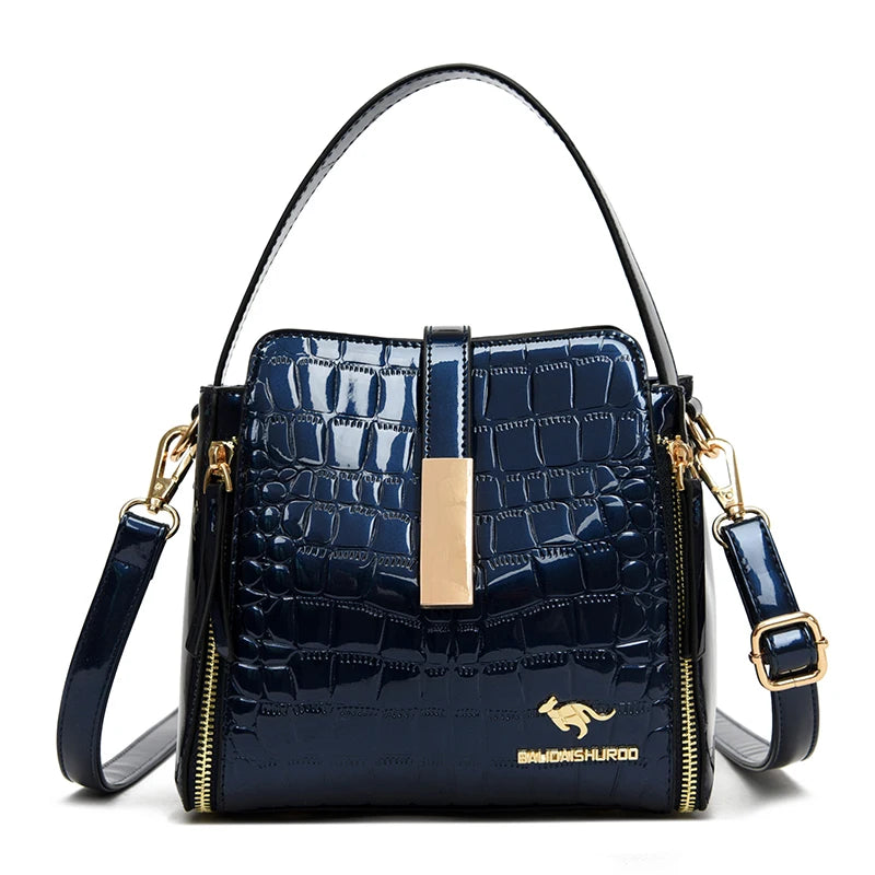 Sac à Main Femme Retro | Motif Crocodile Designer | Sacoche & Bandoulière | Cuir | Clutch Élégant