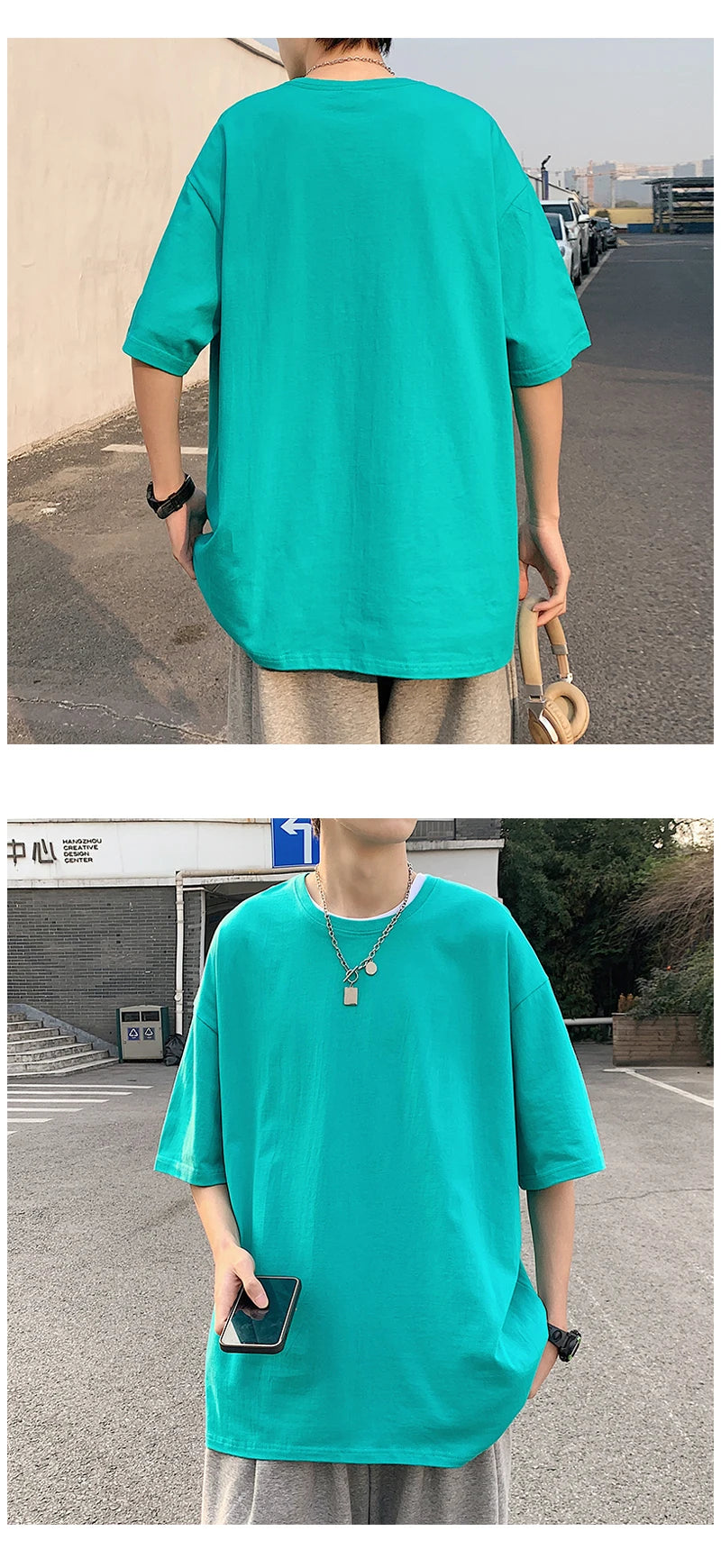 T-shirt ample uni en coton pour homme | Manches courtes | S à 5XL