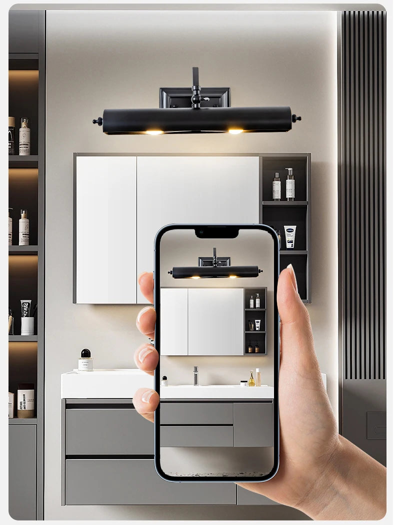 Applique Murale LED Rétro | Lumière Miroir Salle de Bain & Coiffeuse | Fer Forgé | E14