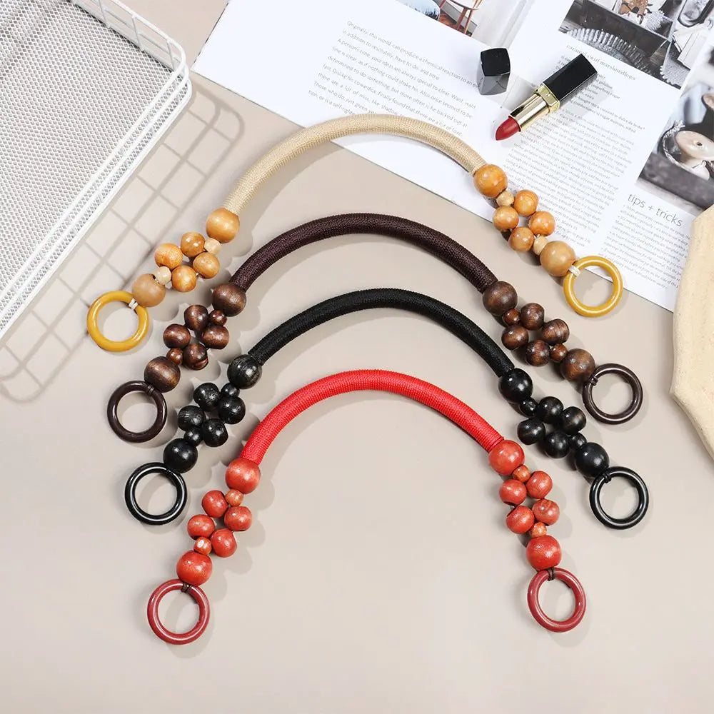 1Pcs Wooden Bead Bag Handle Rope Replacement Handbag Handle Shoulder Belt for Women Handbag DIY Bag Accessories New Fashion
