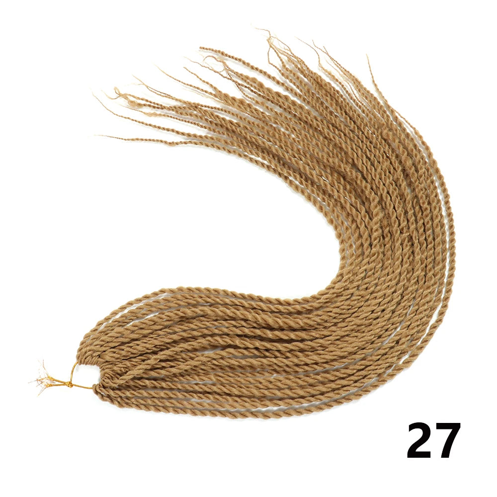 Tresses Senegalese Twist Crochet Synthétiques 24 Pouces | Brun | 30 Racines | Extensions Femme