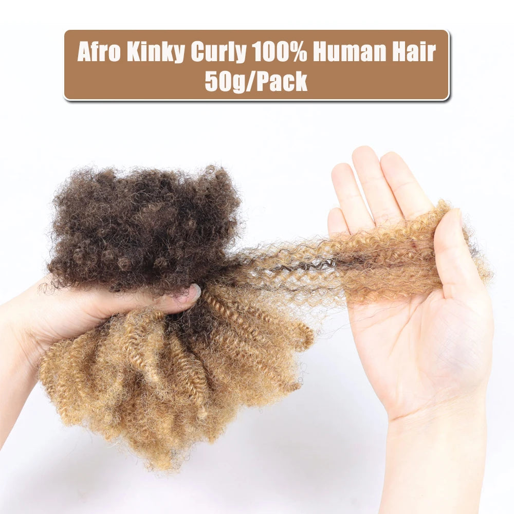 Extensions Vrac Afro Kinky Curly Cheveux Humains | 50g | Tressage Ombre Blonde | Sans Trame | Remy | Locs Crochet (v2)