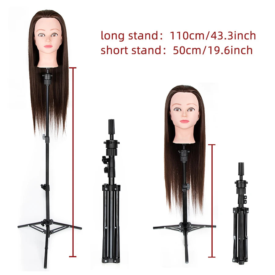 Wig Stand Tripod, Adjustable Mannequin Head Stand, Wig Head, and Canvas Block Head Stand for Training Heads (43.3in and 19.6in)