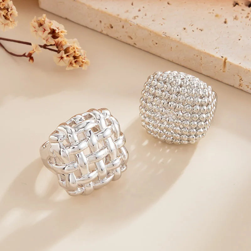 Bague Géométrique Carrée Ajustable | Vintage Irrégulière | Bijou Mariage Cadeau Femme 2025