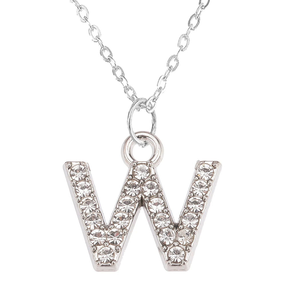Collier Pendentif Lettre Brillant A-Z | 26 Initiales | Chaîne Clavicule | Bijou Saint-Valentin & Cadeau