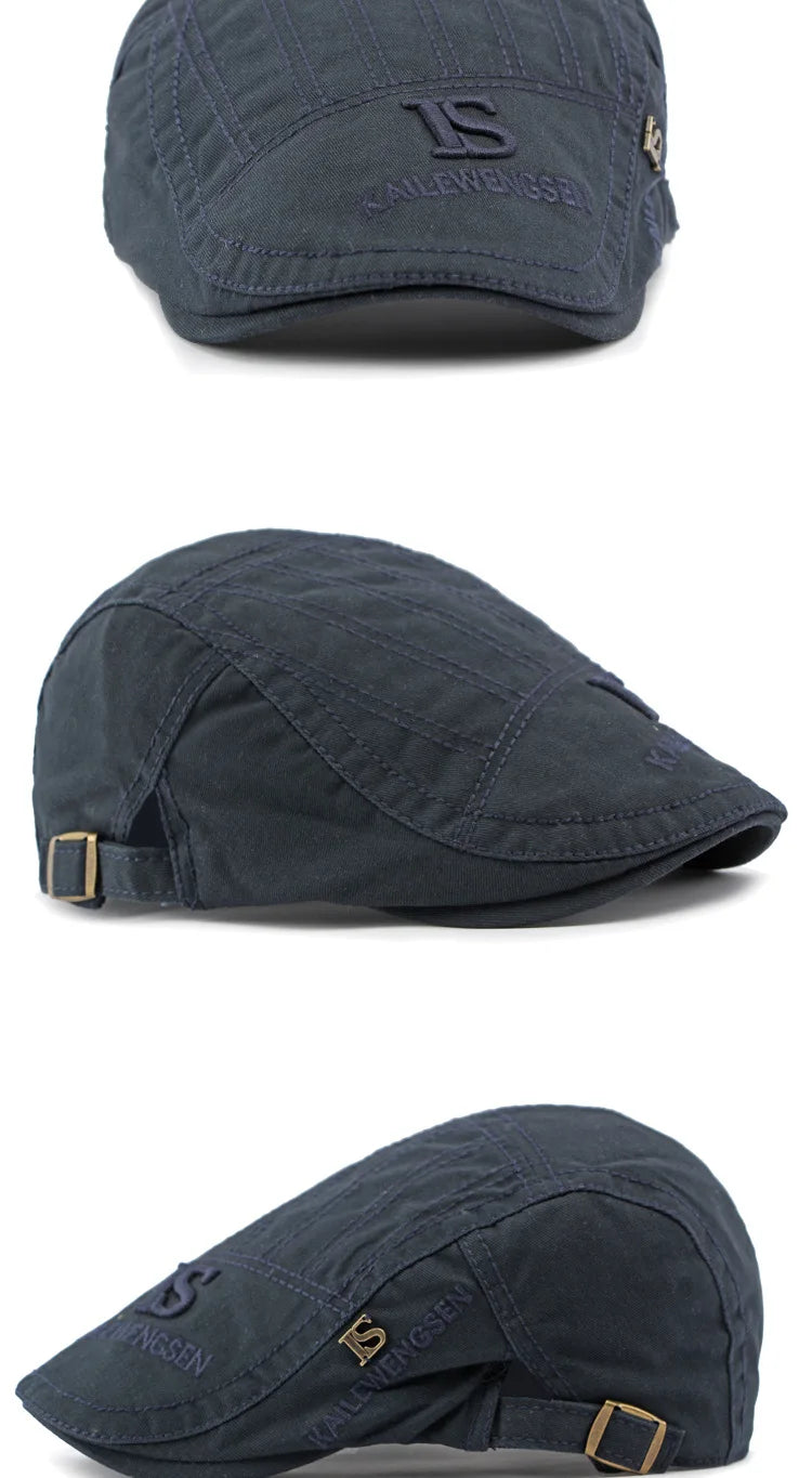 2026 Hat Men's Spring Summer Embroidery Cotton Cap British Vintage Fashion Forward Hat Women's Casual Beret Youth Hat