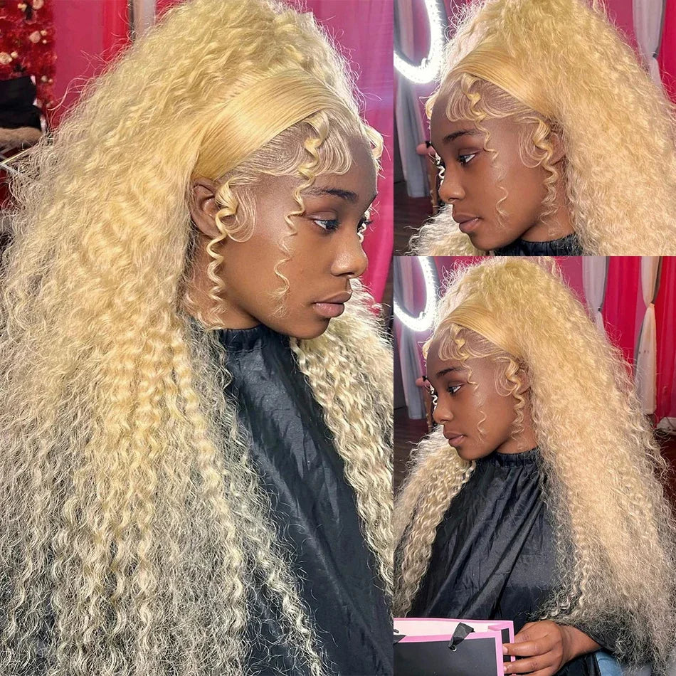 Perruque Blonde 613 | HD Lace Frontal 13x6 & 13x4 | Water Deep Wave | Pré-Pluçuée | 30-38 Pouces | Cheveux Humains