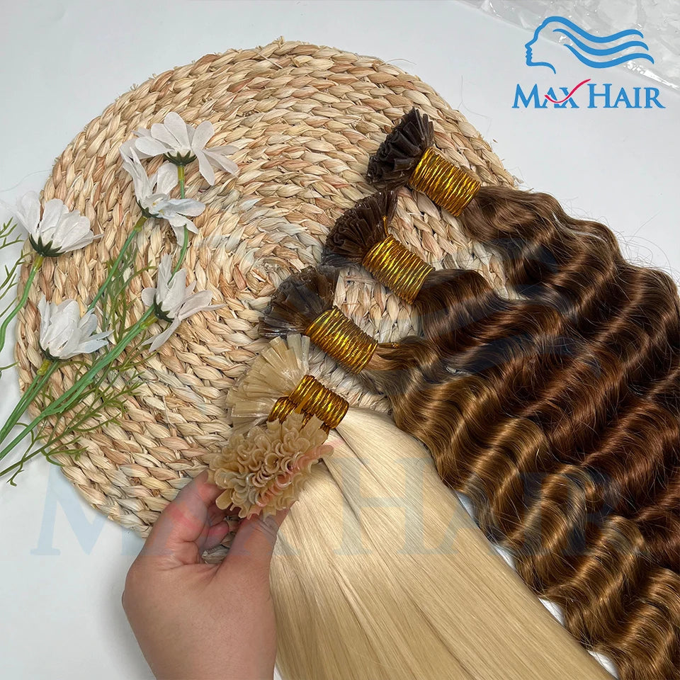 Keratin U-Tip Deep Wave Human Hair Extensions 18-30 Inch Remy Hair Extensions High Quality Remy Human Hair Salon Extensions