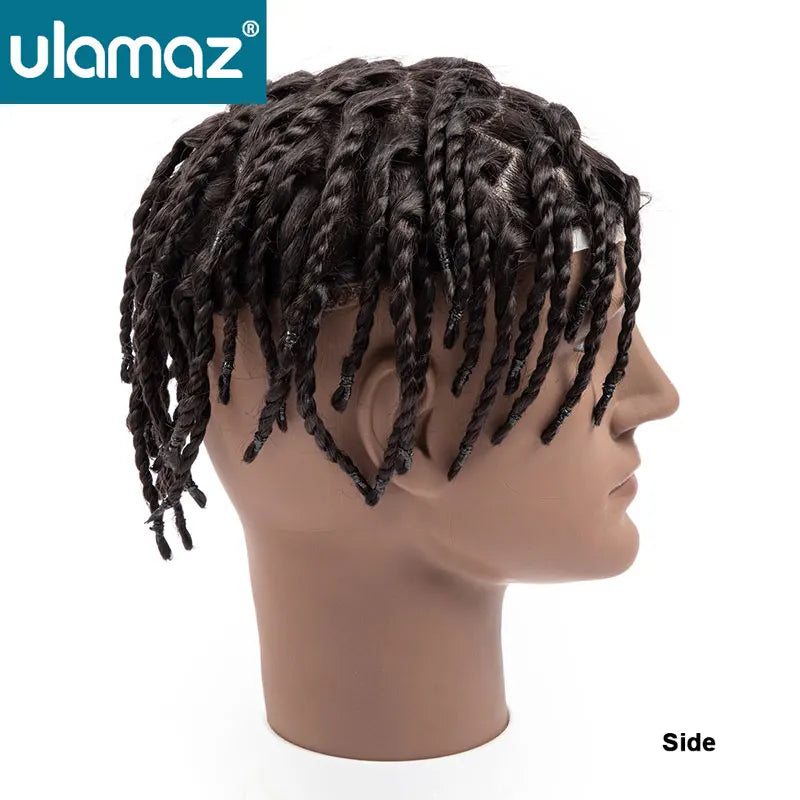 Perruque Tresses Twist Homme Indétectable | Prothèse Capillaire Crochet | Peau | Hair System | Homme Noir
