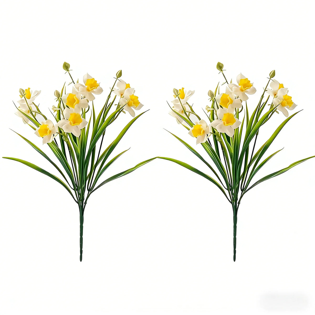Artificial Daffodil Flowers for Outdoor Fake Flowers Plant UV Resistant Realistic Faux Plants for Home Indoor Outside Garden