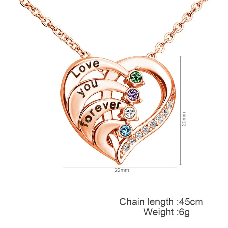 Collier Prénom Personnalisé Pierre de Naissance | Cœur Promesse Gravée | Pendentif | Cadeau Noël Bijou