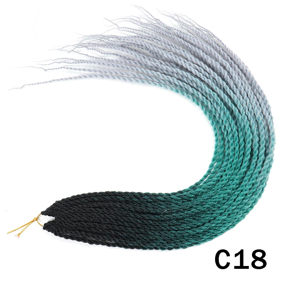 Tresses Senegalese Twist Crochet Synthétiques 24 Pouces | Brun | 30 Racines | Extensions Femme
