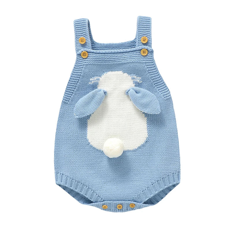Body Bébé Tricoté Sans Bretelles | Lapin Dessin Animé | Sans Manches | Nouveau-Né 0-18M | Mode