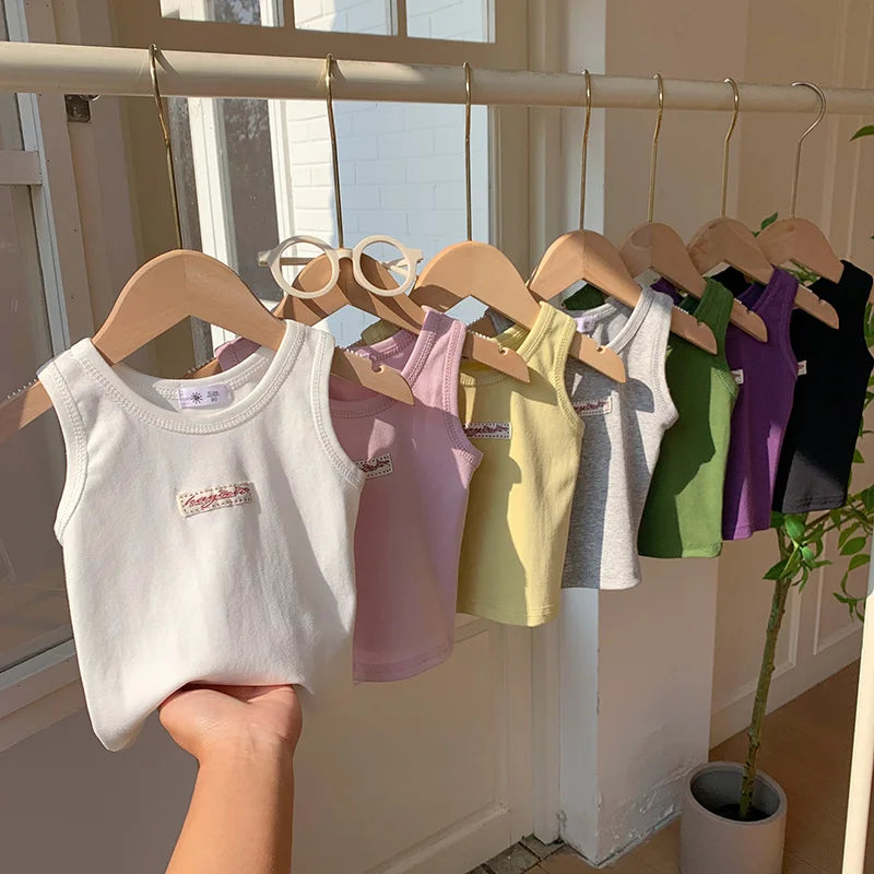 Fashion Children T-shirt For Girls Boys Cotton Vest Tops Kids Summer Clothes Sleeveless T-shirt