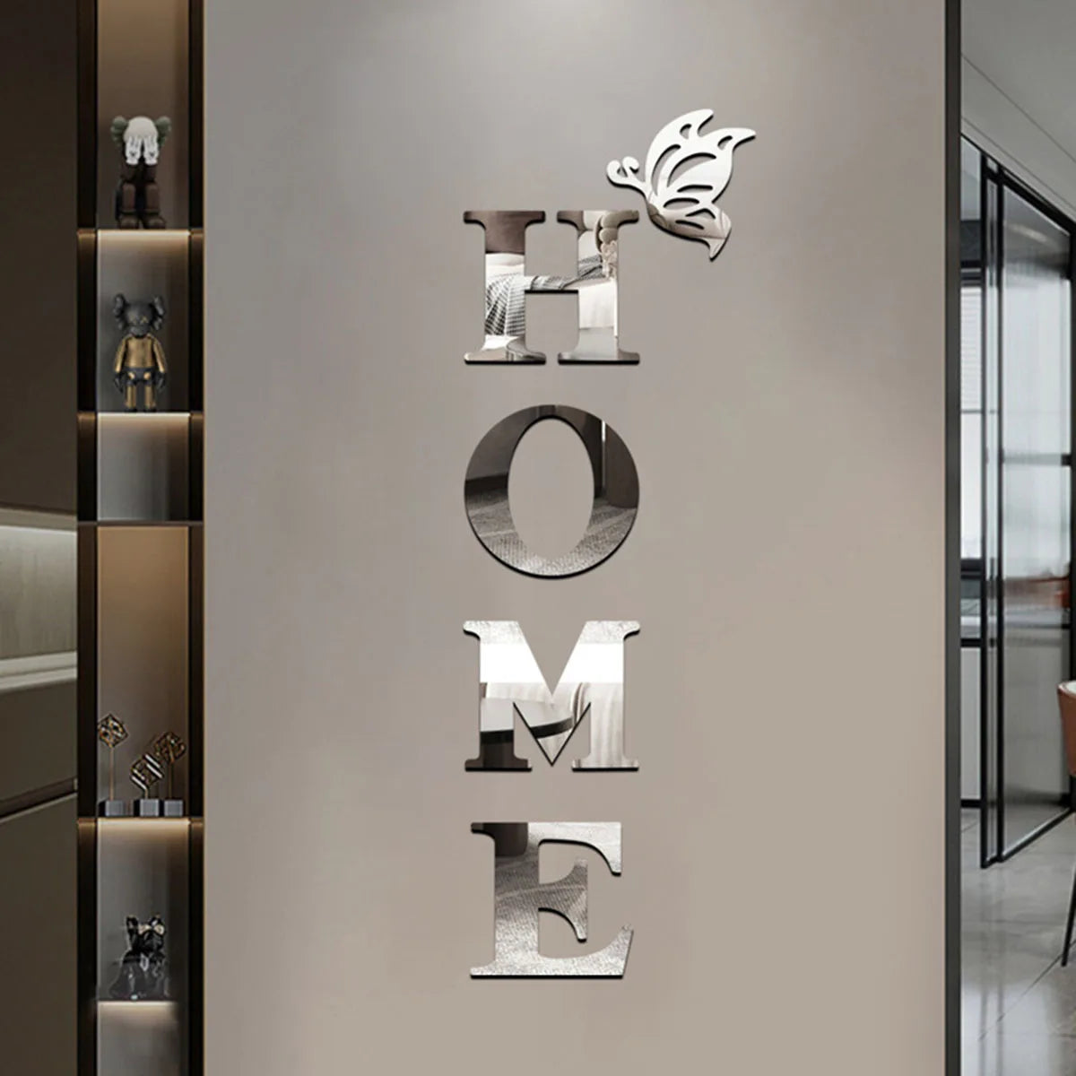 Sticker Miroir 3D Logo HOME | Décoration Entrée & Maison | Autocollant Mural Design