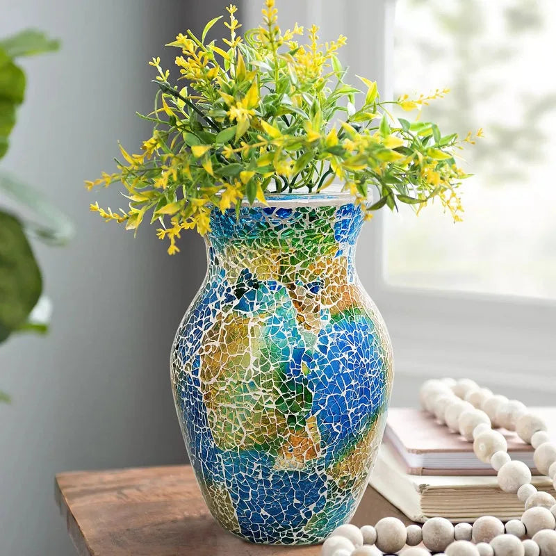 Vase Bohème Mosaïque Verre | Style Européen | Décoration Salon, Chambre & Entrée