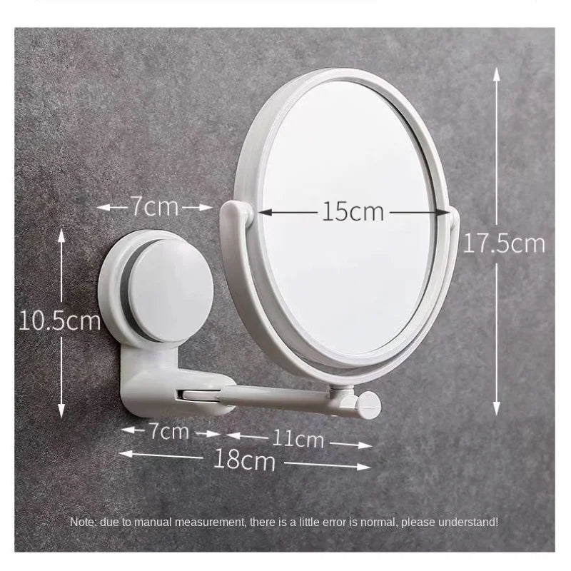HD Plane Mirror Magnified Makeup Shaving Vanity Mirror Bathroom Wall Mounted 360 Degree Rotating Mirror Wall Mirrors