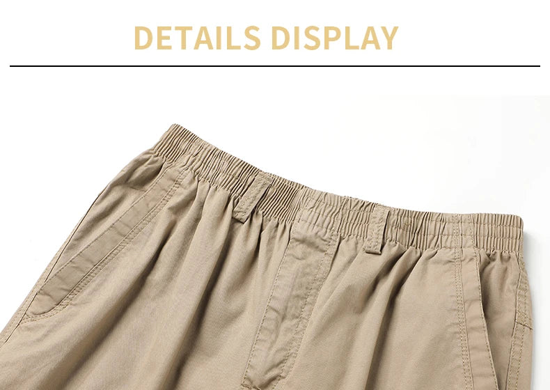 Pantalon cargo ample en coton pour homme | Taille élastique