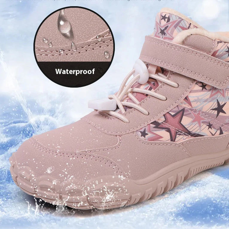 Bottes de Neige Enfants Pieds Nus | Bout Large | Imperméables Fourrure | Froid Extérieur | Garçons & Filles