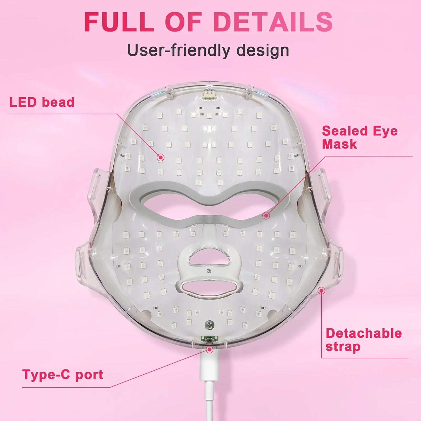Beauty 7-Color Facial Mask Device, USB Rechargeable, Touchscreen, Multifunctional Portable Facial Skincare Device, Mask Machine,