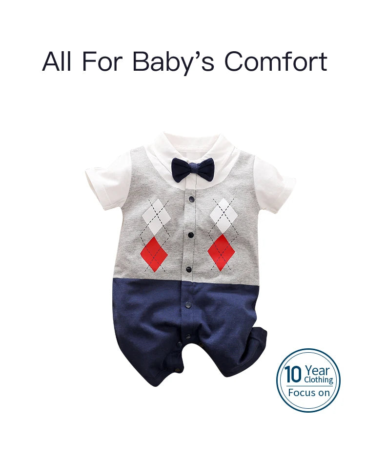 Body Bébé Style Gentleman | Coton Doux Confortable | Manches Courtes | Fille & Garçon | 0-18 Mois (v2)
