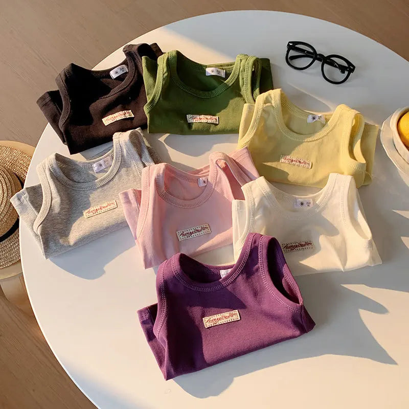 Fashion Children T-shirt For Girls Boys Cotton Vest Tops Kids Summer Clothes Sleeveless T-shirt