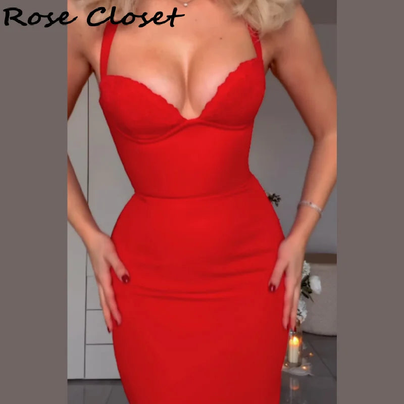 Robe Bodycon Midi Sexy | Col Halter Lacets Ajustables | Soirée & Club | Été 2026 | Femme