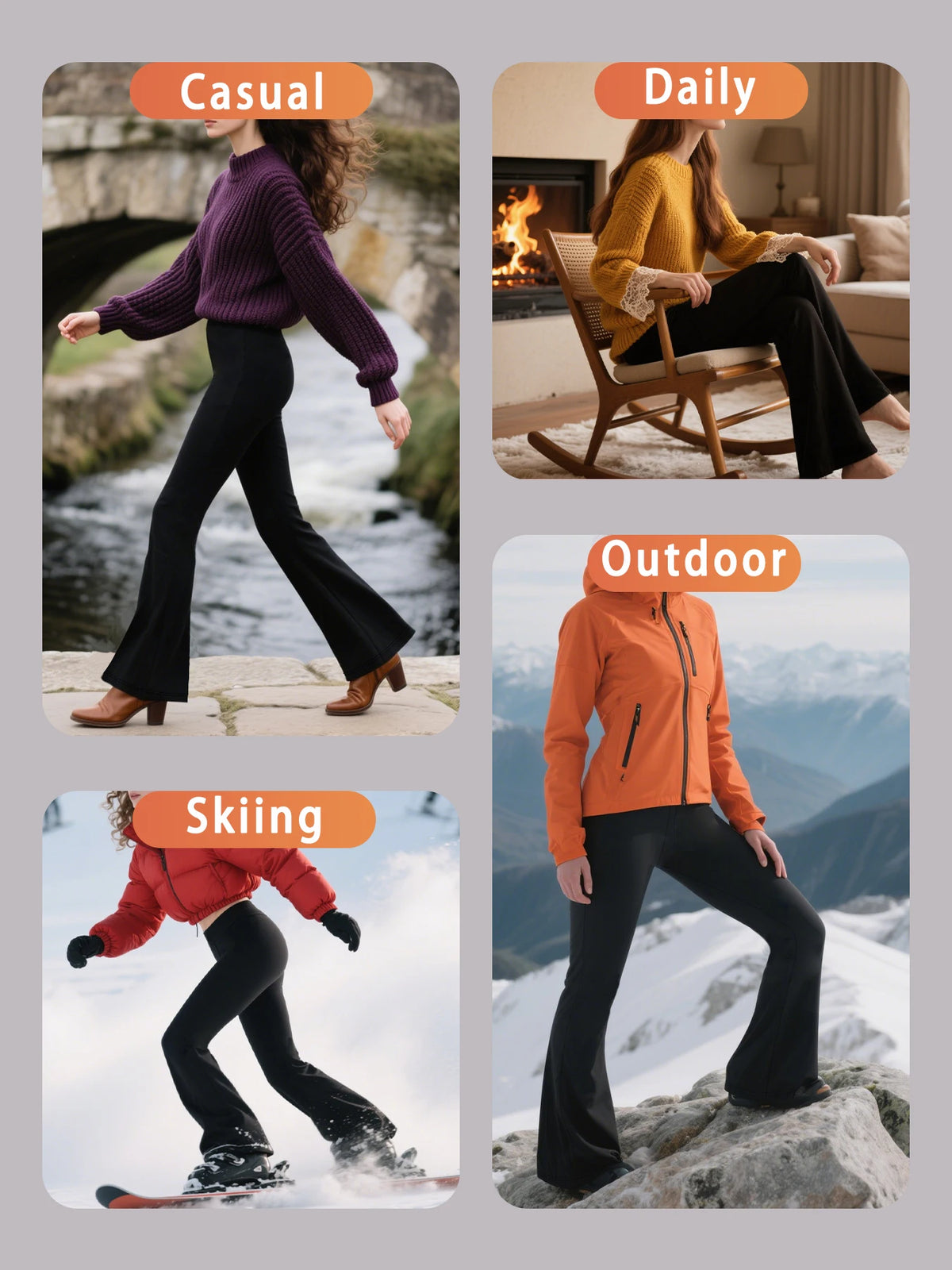 High Waisted Fleece Flare Leggings for Women - Super Soft Bootcut Pants with Tummy Control, Perfect for Yoga Practice