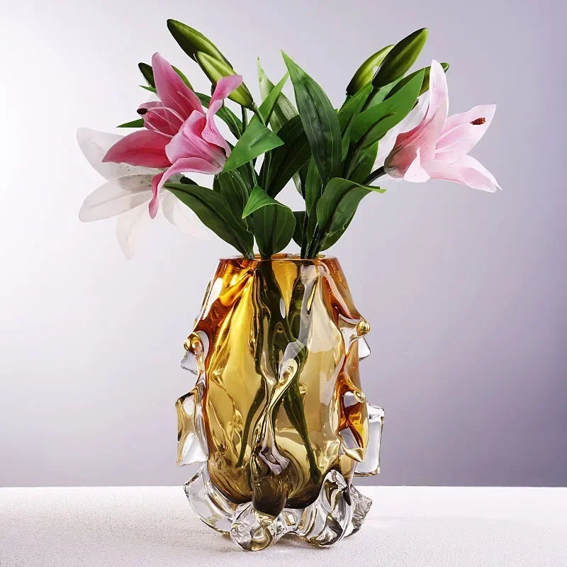 Vase Verre Élégant Base Bois | Plante Hydroponique | Décoration Bureau & Maison