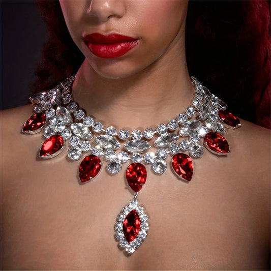 Collier Pendentif Cristal Multicouche Luxe | Gemme Colorée | Bijou Nuptial Mariage Femme