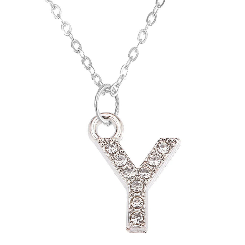 Collier Pendentif Lettre Brillant A-Z | 26 Initiales | Chaîne Clavicule | Bijou Saint-Valentin & Cadeau