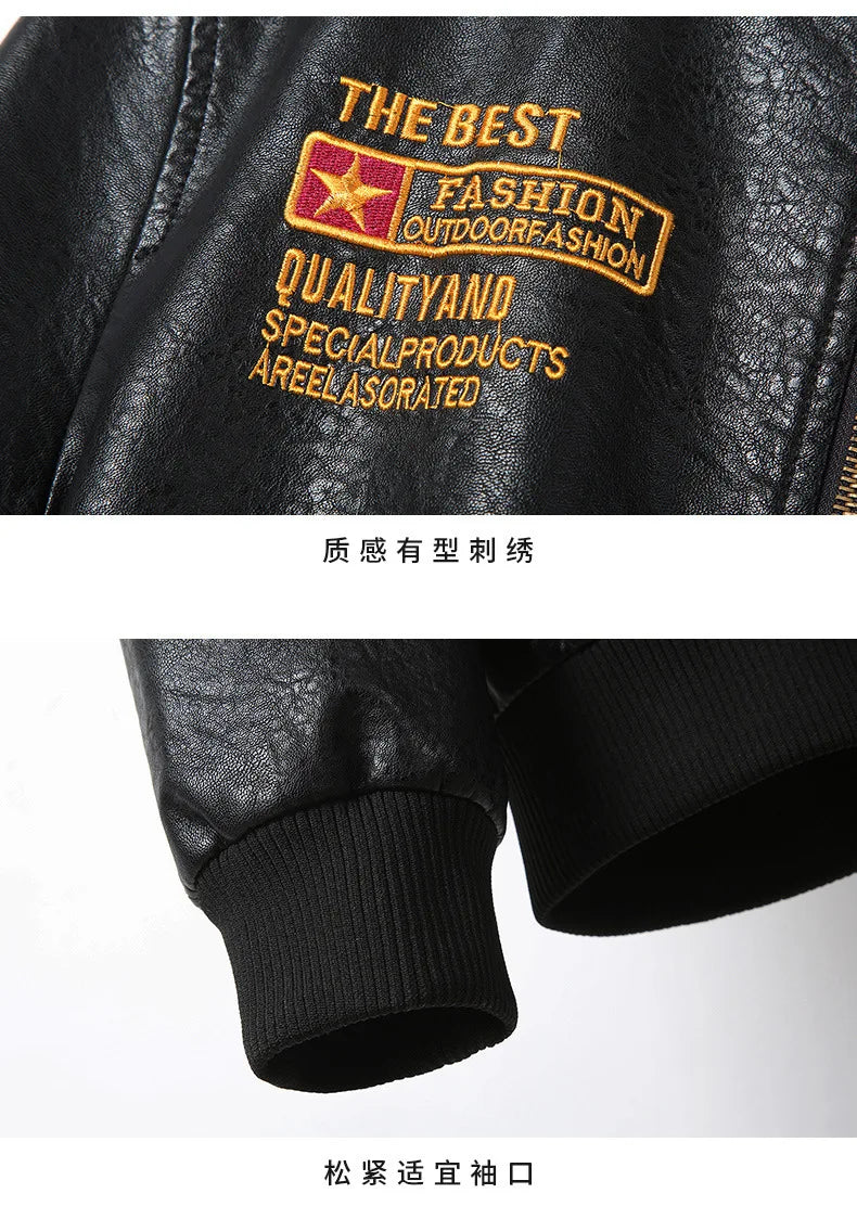 PU Leather Motorcycle Jacket Men Autumn Winter Plush Washed Retro Motorcycle Jacket Motorcycle Accessories Moto Jacket Men