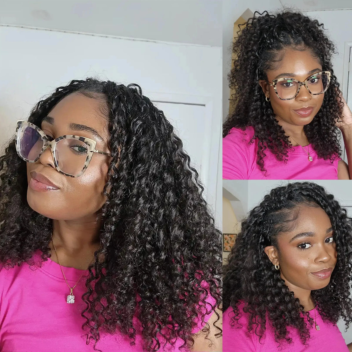 Extensions Crochet Cheveux Humains | Nœuds Invisibles | Pré-Loop | Deep Curly Wave | 14-22 Pouces | Femme