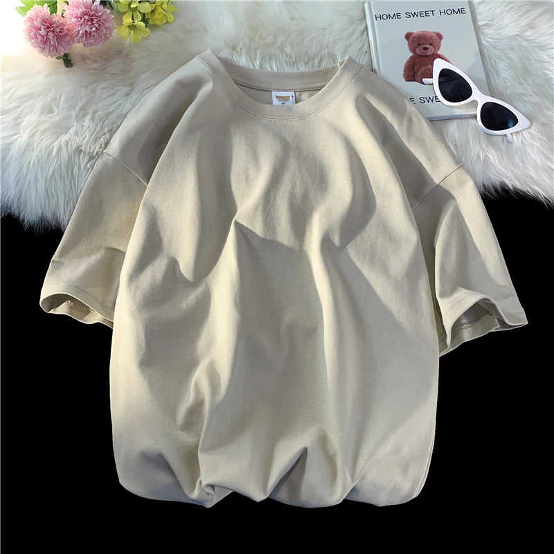 T-shirt ample uni en coton pour homme | Manches courtes | S à 5XL