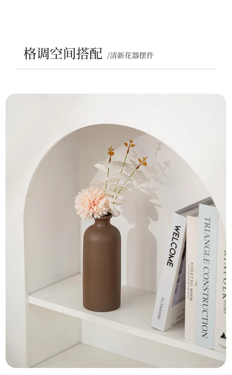 Vase Céramique Blanc Nordique | Fleurs Séchées | Décoration Salon & Bureau | Ornement Maison