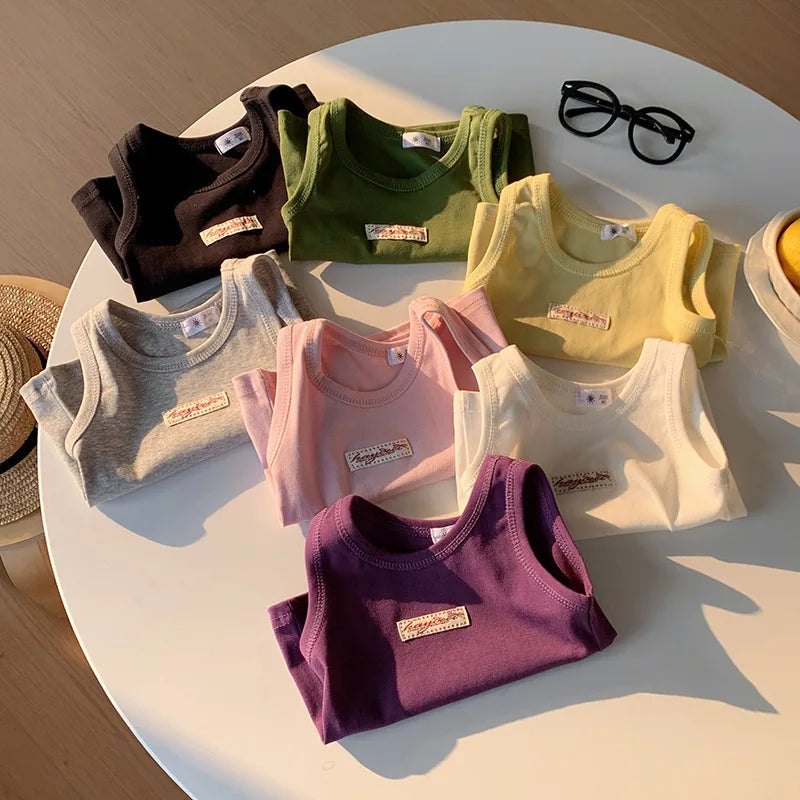 Fashion Children T-shirt For Girls Boys Cotton Vest Tops Kids Summer Clothes Sleeveless T-shirt