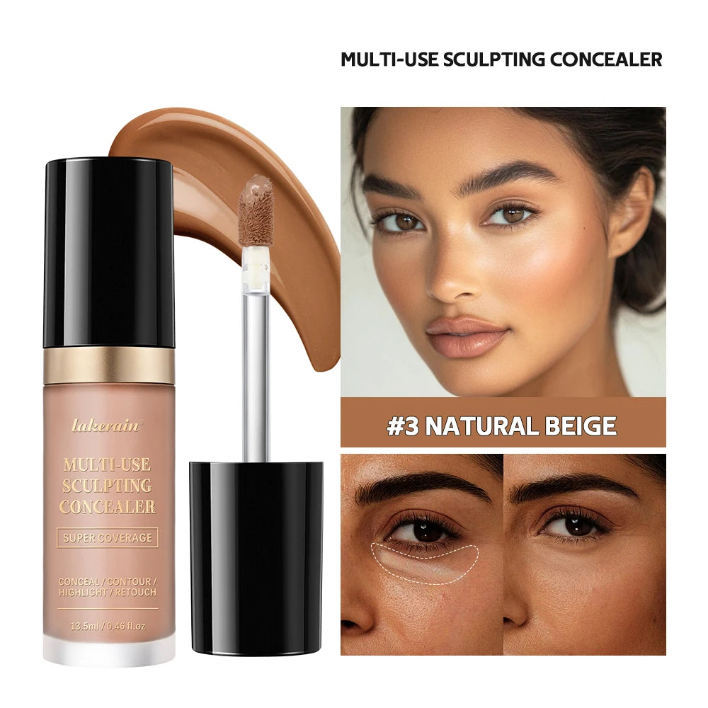 Long-lasting Coverage Concealer Matte Foundation Multi-Use Cream Oil Free Highlight and Retouch Face Makeup Products for Women