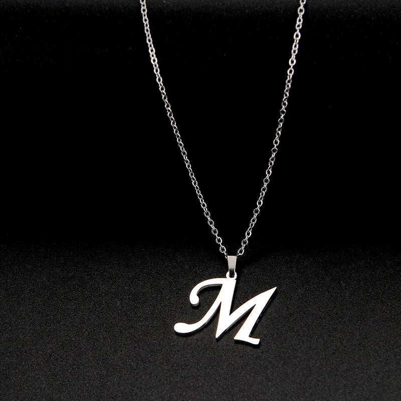 Collier Initiale Grand Alphabet A-Z | Acier 316L Minimaliste | Pendentif Femme | Cadeau Bijou