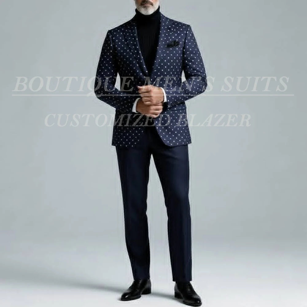 Elegant Suits For Men 2026 Luxury Slim Fit Single Breasted Peak Lapel 2 Piece Jacket Pants Full Sets Customized Male Clothing
