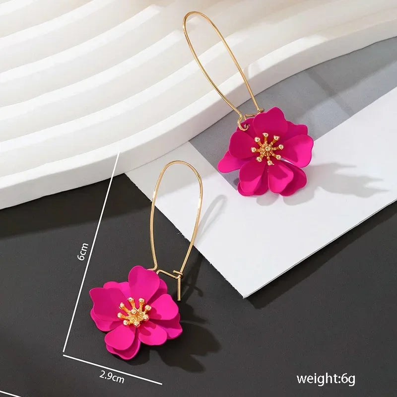 Hoop Earrings for Women Girls Spray Enamel Flower Geometric Ear Accessories Holiday Party Gift Fashion Jewelry EE007