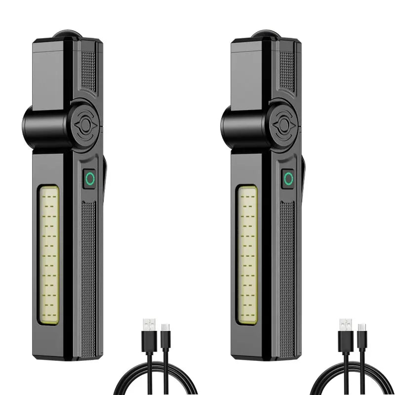 Portable Rechargeable Work Lights LED Folding Torch with Magnetic Base COB Light 90°Rotate Camping Emergency Lamp