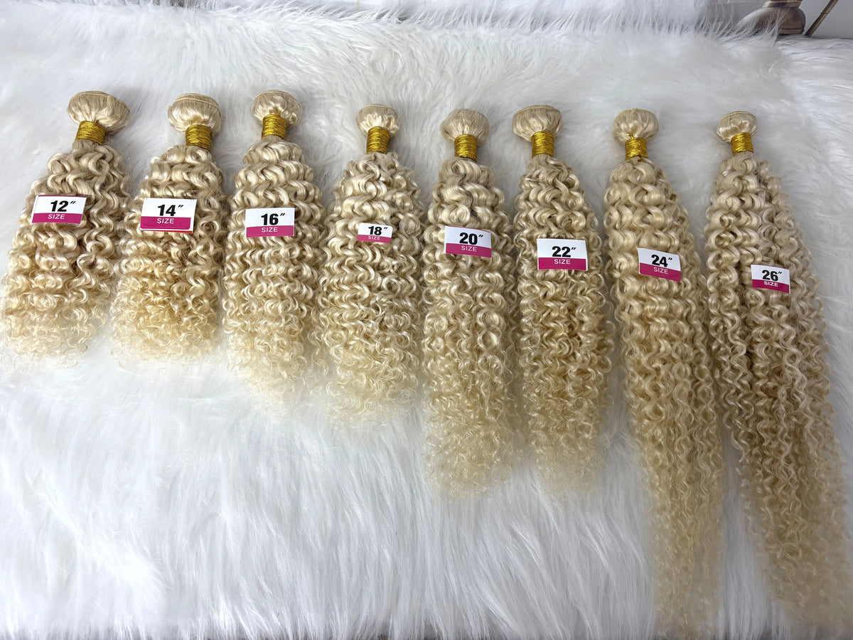 20 22-inch 613# Blonde Jerry Curly Human Hair Bundles 12A Brazilian Remy Raw Deep Wave Curly Human Hair Extensions for Women