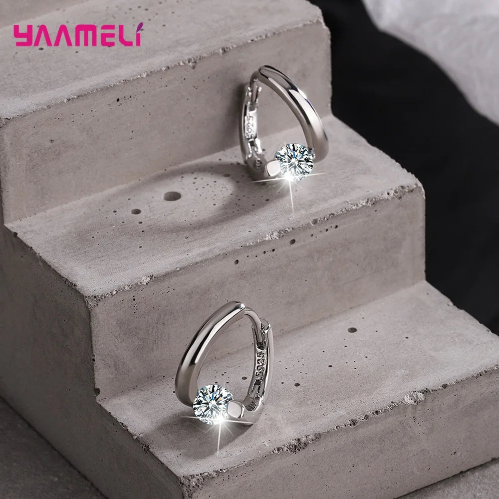 Boucles d'Oreilles Créoles | Argent Sterling 925 Plaqué Or | Cristal | Femme & Fille | Mariage & Fiançailles | Bijou Mode