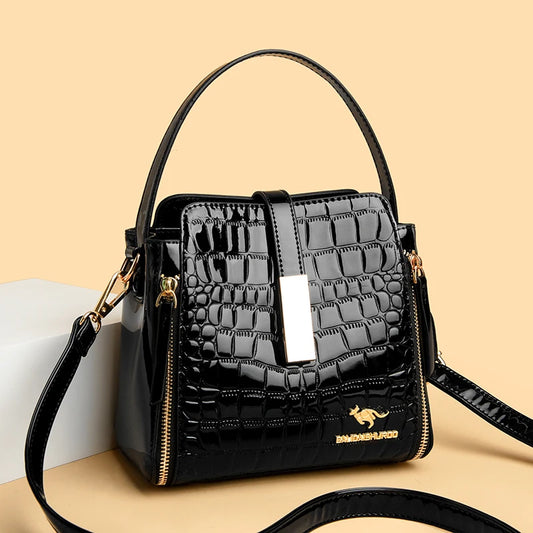 Retro Handbags For Women Trendy Crocodile Designer Satchel Crossbody Shoulder Bag Leather Flap Lady Top Handle Clutch Purses Bag
